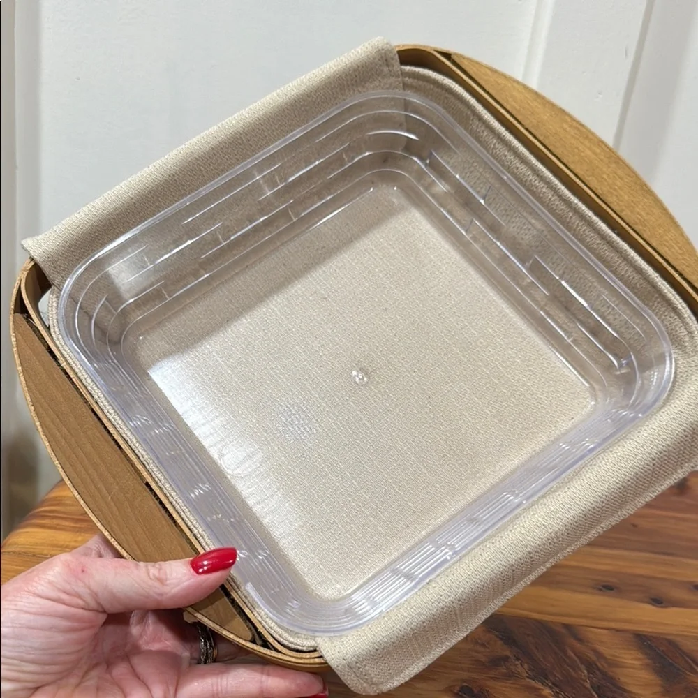 Vtg 2003 Longaberger Warm Brownie Basket & 2002 Handled Basket w/ Tan Liners